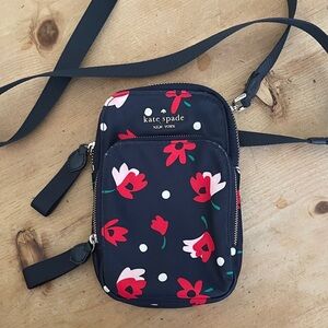 Kate Spade Dark Blue and Red Floral Crossbody Bag
